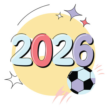 Colorful 2026 World Cup Soccer Celebration Illustration