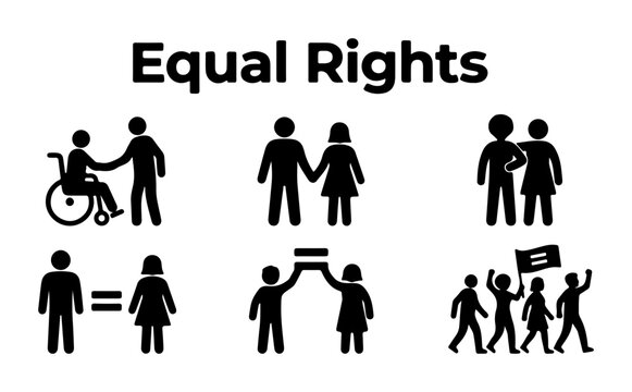 Equal Rights Icons, Diversity Symbols, Social Justice Concepts, Human Equality Vector Set