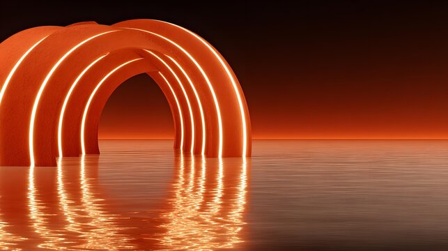 tunnel with endless perspective and glowing light trails