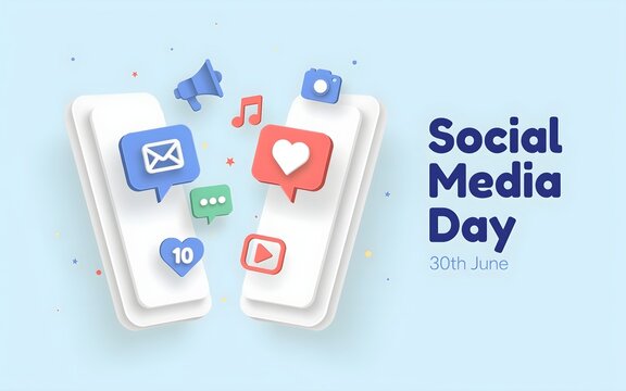 World Social Media Day 30 June Illustration | Social Networking Icons Banner Design