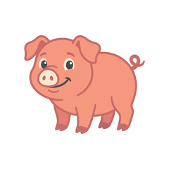 Fototapeta premium Cute Pink Cartoon Pig Animal 1.