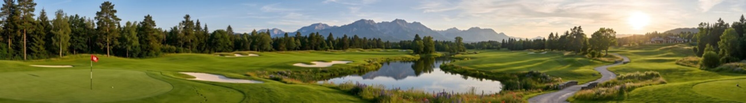 The 18th Green: An Alpine Mountain Resort Golf Panorama