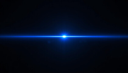Obraz premium Electric Blue Anamorphic Lens Flare with Cinematic Light Streaks on Black Background