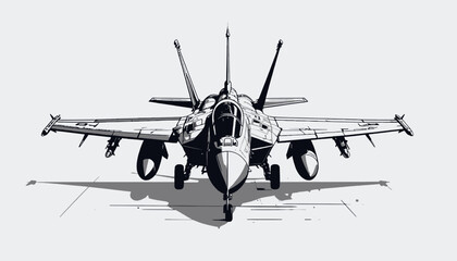 Fototapeta premium Military Fighter Jet Aircraft Front View.