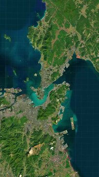 Kanmon Straits Map With Loop Animation In Vertical Format