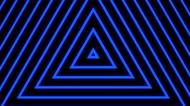 Blue neon triangles create glowing radio wave patterns, perfect for backgrounds, technology concepts, or futuristic designs in multimedia projects.