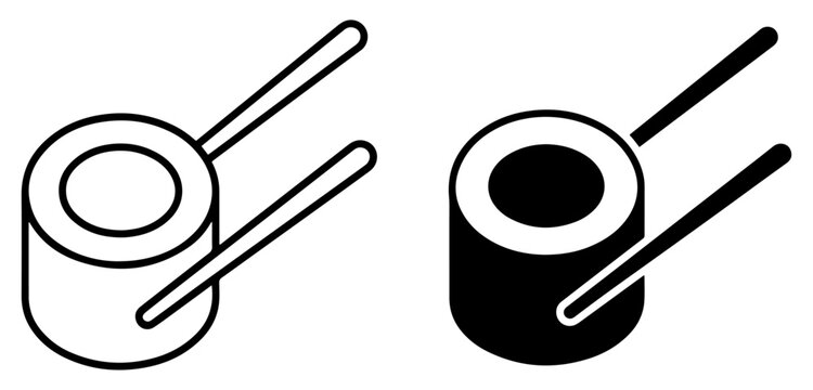 sushi icon outline vector set