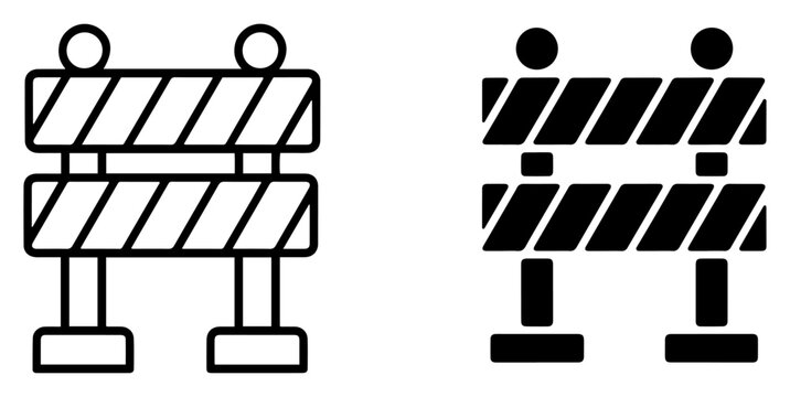 roadblock icon outline vector set