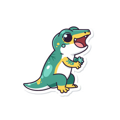 Obraz premium Cute cartoon lizard character vector illustration