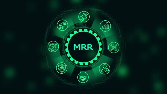 Mrr monthly recurring revenue business growth concept with animated digital hud interface and financial