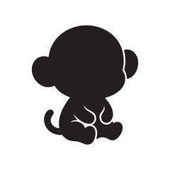 Fototapeta premium Black monkey icon silhouette isolated on white background, Vector, illustration