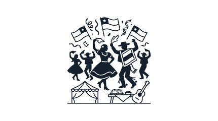 Obraz premium Chilean Independence Day Celebration Folk Dance Illustration