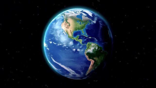 Floating blue Earth in deep space, stable and consistent