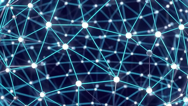 Glowing blue network globe on black background