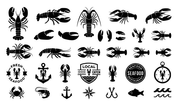 Lobster silhouette SVG vector seafood Cricut icon pack