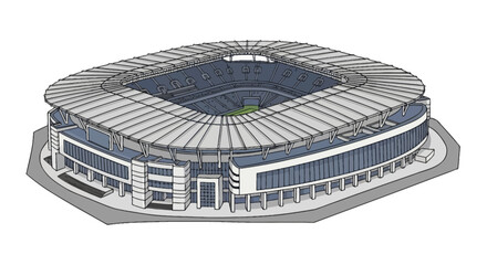 Massive sports stadium arena with circular architectural design © andi