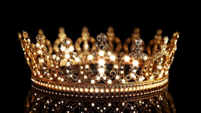 Luxury golden crown on a black background animation