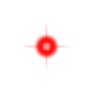 Glowing red laser sight dot with crosshair