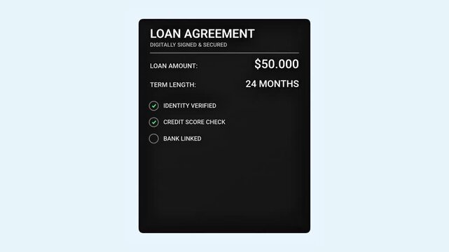 Loan Agreement Pending Approval Digital Screen Display Showing Financial Terms