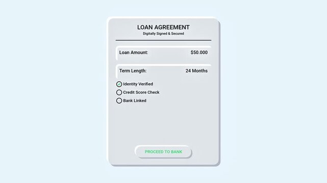 Digital loan agreement approved on screen, representing financial approval and successful transaction