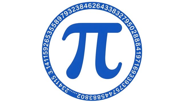 Pi Symbol Circle Numerals &mdash; Cobalt Blue White National Pi Day Bold Flat Vector