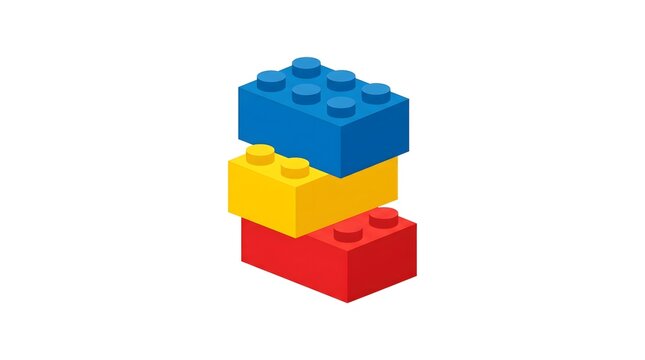 Building Brick Tower Stack &mdash; Red Yellow Blue National Lego Day Bold Flat Vector
