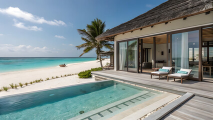 Fototapeta premium luxury beachfront villa with private pool