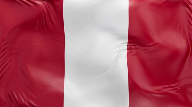 Peru flag waving Seamless silk flag 3d animation slow motion Looping