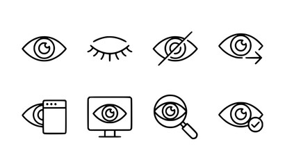 Eye Visibility and Privacy Thin Line Vector Icon Set © MD