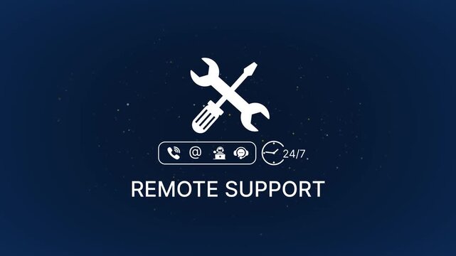 Remote support services with wrench screwdriver and 24/7 technical assistance symbol 24/7 support it support