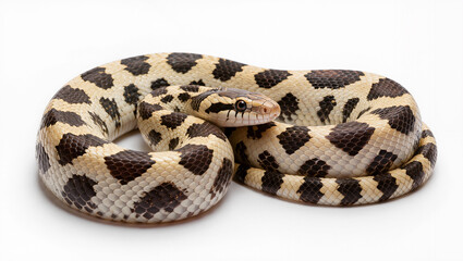 Obraz premium Isolated Northern Pine Snake coiled on a white studio background