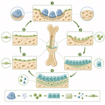 Bone remodeling osteoblast osteoclast cycle illustration