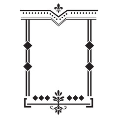 Black and white ornate frame with fleur de lis and diamond patterns © Cyber