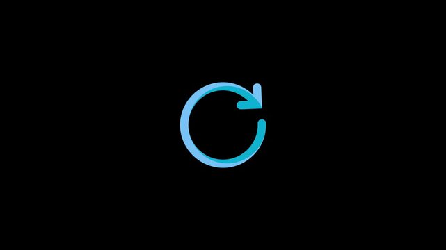 Animated light blue refresh arrow rotating in circle loop on transparent background