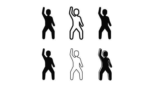 Six icons showing people performing jumping jacks exercise poses