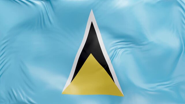 Saint lucia flag waving Seamless silk flag 3d animation slow motion Looping