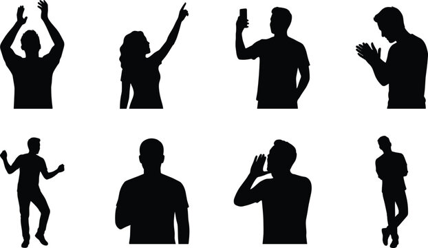 Silhouettes of expressive human gestures and poses for communication and design concepts
