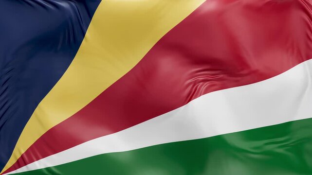 Seychelles flag waving Seamless silk flag 3d animation slow motion Looping