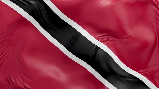 Trinidad and Tobago flag waving Seamless silk flag 3d animation slow motion Looping