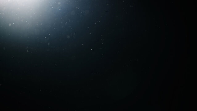 dust particles floating mid air over dark background with some lens flare