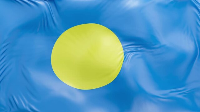 Palau flag waving Seamless silk flag 3d animation slow motion Looping