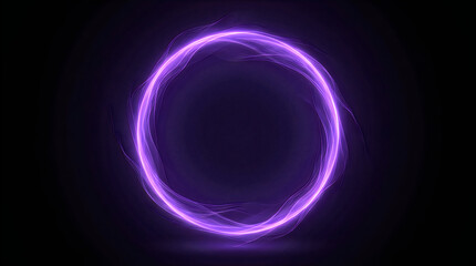 Naklejka premium Glowing purple electric ring with bright light and sparks on dark background