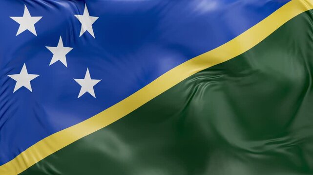 Solomon Islands flag waving Seamless silk flag 3d animation slow motion Looping
