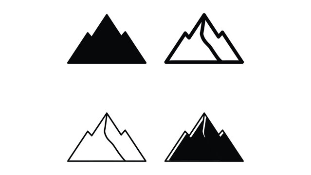 Four stylized mountain silhouette designs with varying peak details