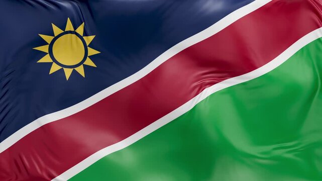 Namibia flag waving Seamless silk flag 3d animation slow motion Looping