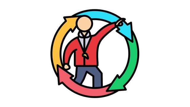Continuous learning icon animation. Animation related to coaching. Suitable for user interface, provide visual feedback and more. Alpha channel, transparent background