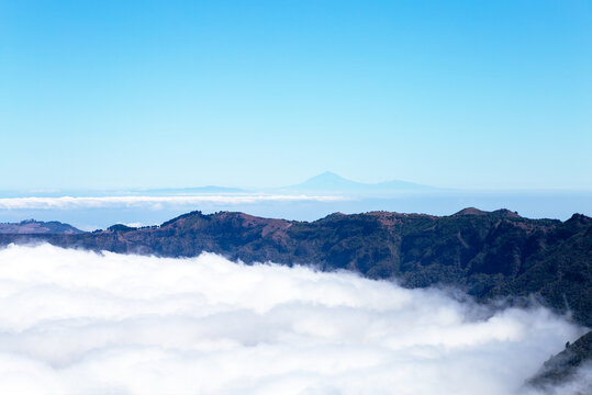 View from Pico Malpaso, Island El Hierro, Canary Islands, Spain, Europe.