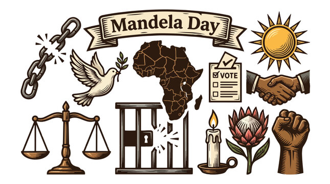 Mandela Day Freedom Symbols for Social Justice Celebration