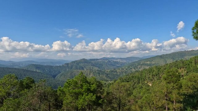 Panoramic View Of Almora Town On Mountain Ridge From Mukteshwar Road