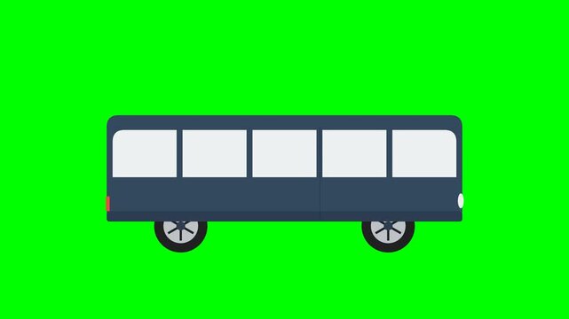 Flat Design Bus Animated Loop on Green Screen Background for Compositing